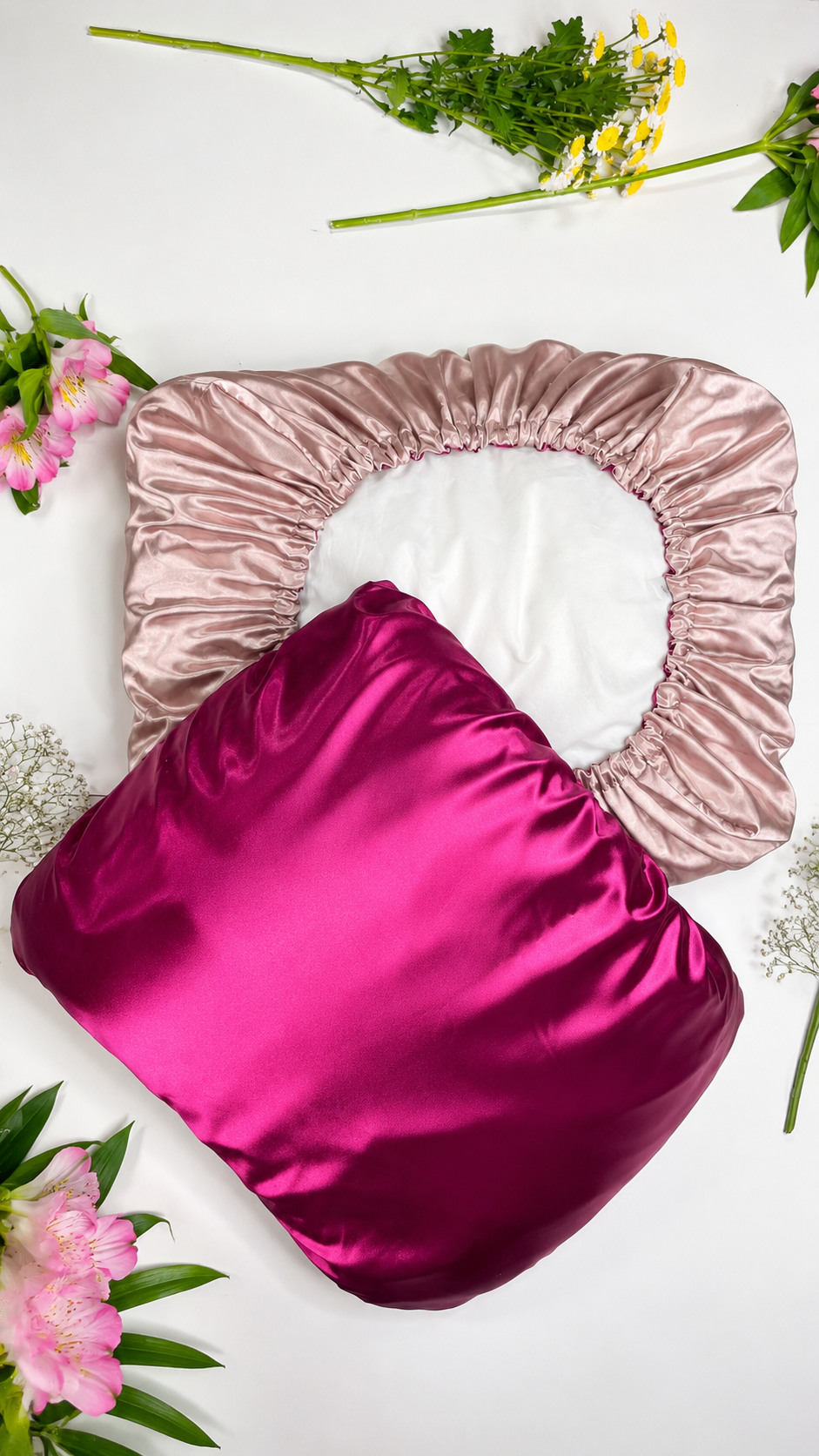 Taie D'oreiller Satin Rose Magenta - 40x40 Cm - Motif éléphant - Housse Seule