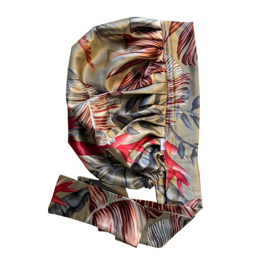 Bonnet en satin AURORE ROUGE (Réversible & Réglable)