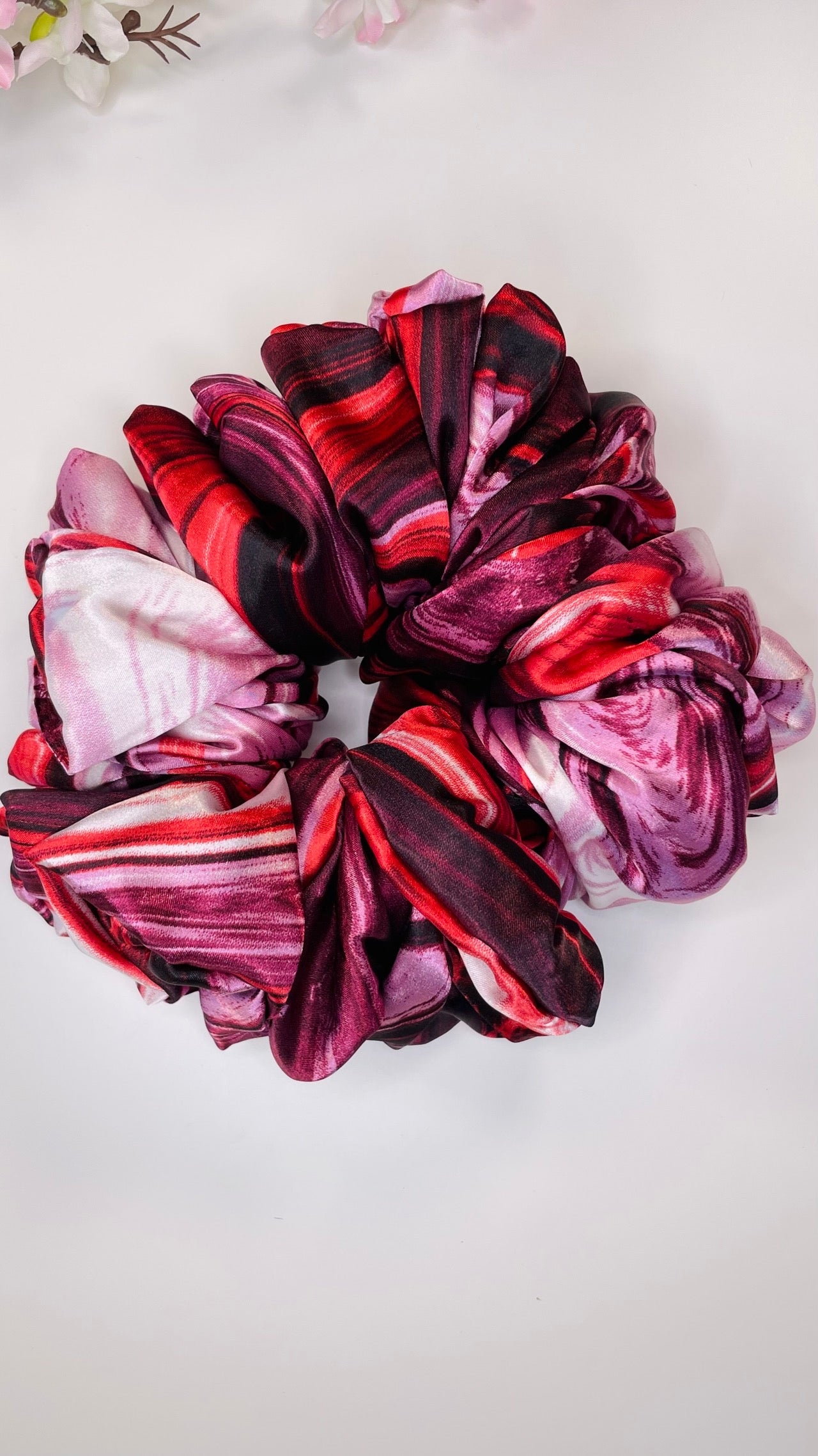 Chouchou cheveux grand taille rayure rouge