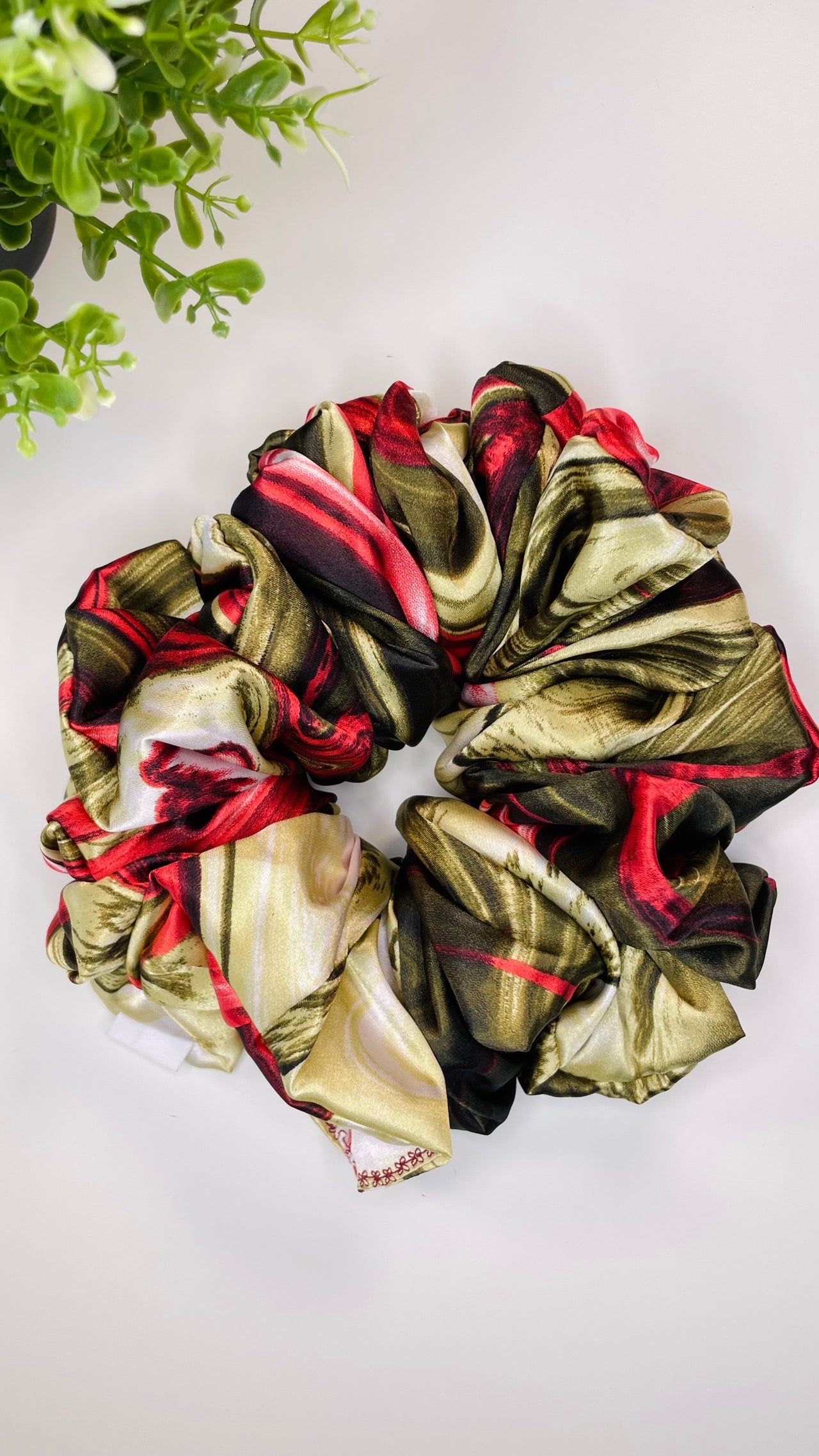 Chouchou cheveux grand taille rayure vert
