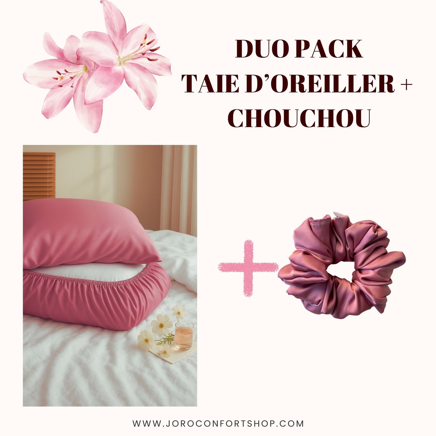 Pack Or rosé douce nuit (Taie d’oreiller + Chouchou)