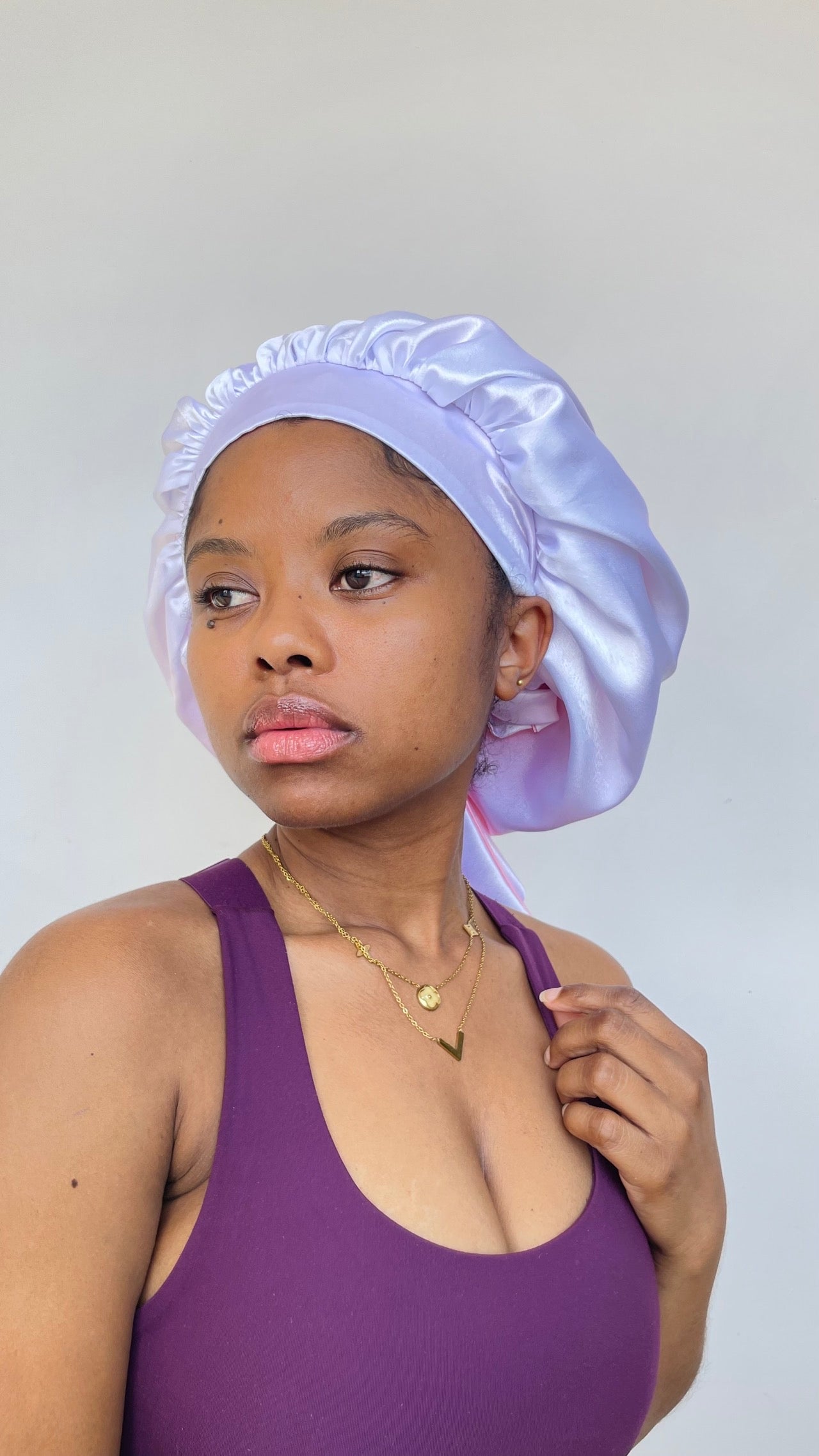 Bonnet Satin Réversible - Rose Barbie & Blanc