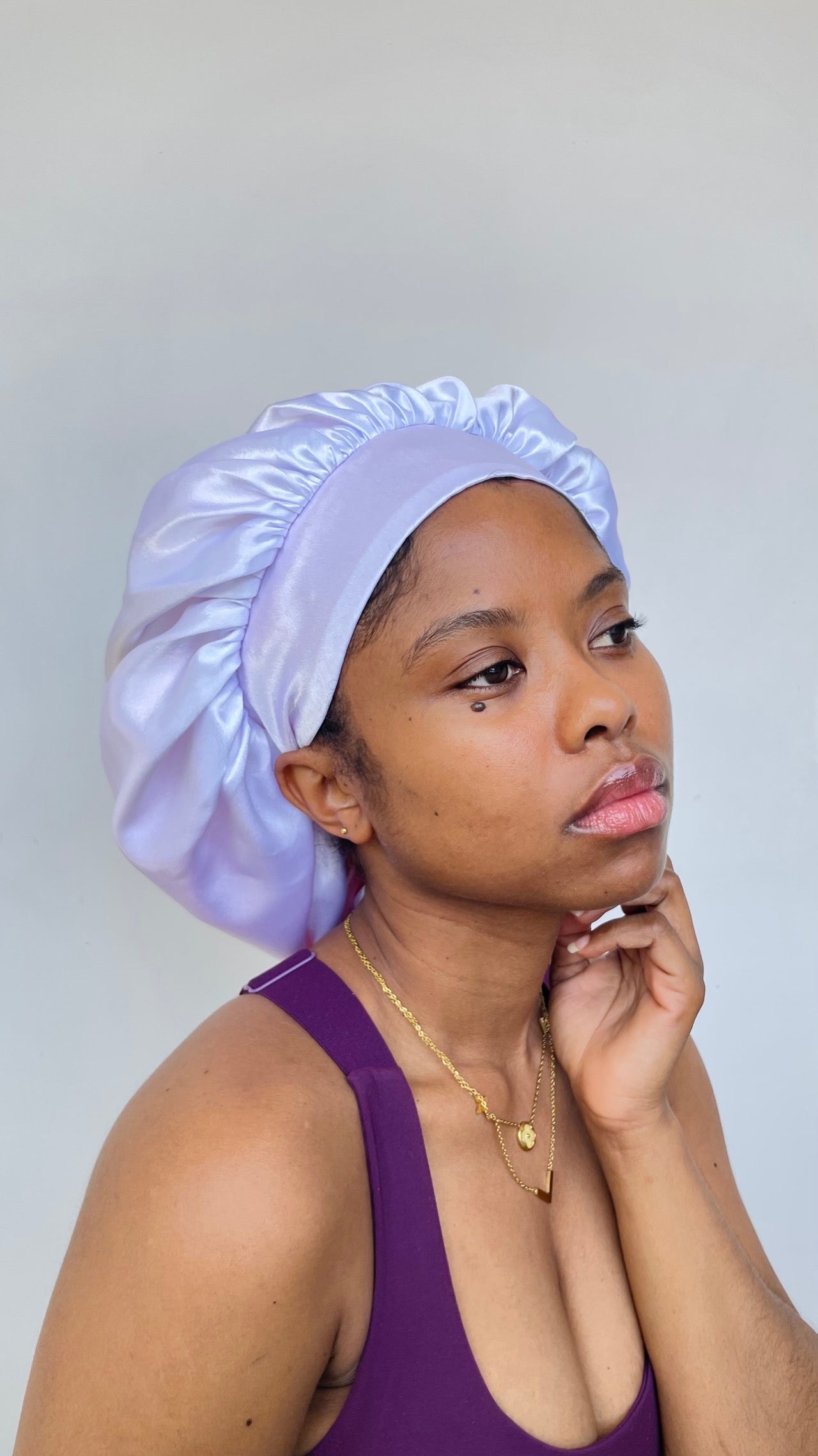 Bonnet Satin Réversible - Rose Barbie & Blanc