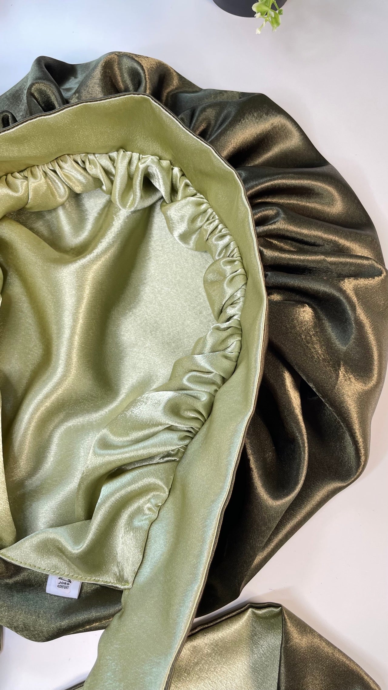 Bonnet Satin Réversible - Vert Sauge & Kaki