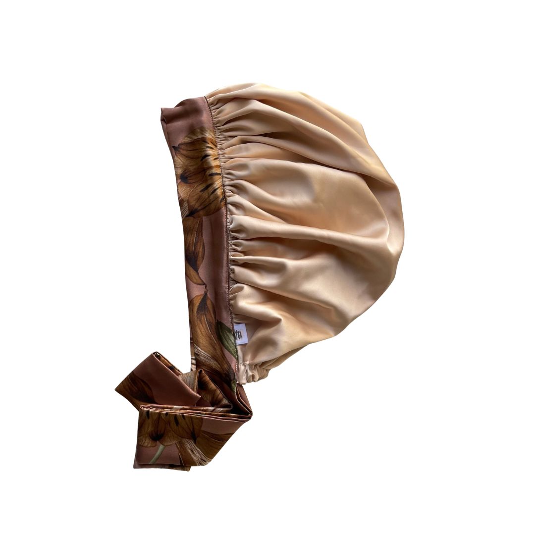 Bonnet en satin MIELLE DORÉ (Réversible & Réglable)