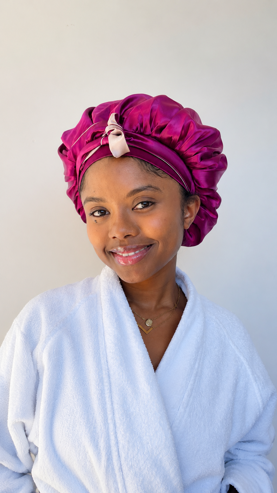 Bonnet Réversible Rose Cardinal / Rose Nude