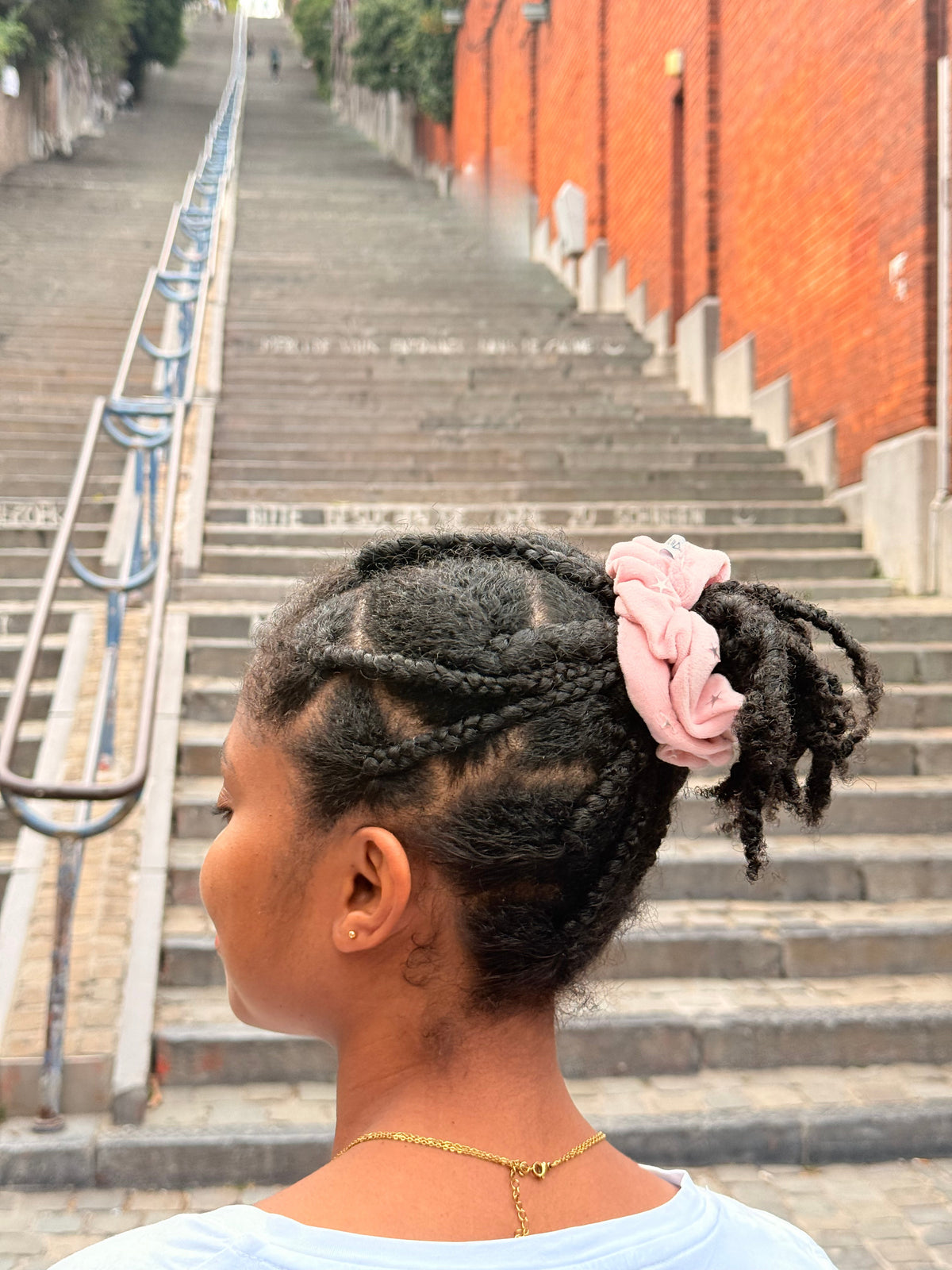 Chouchou Mini Velours Étoiles – Rose Poudré
