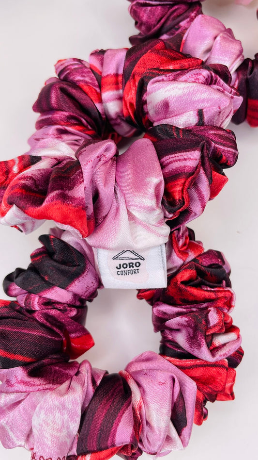 Chouchou cheveux taille mini rayure rouge 