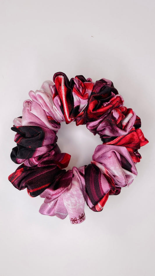 Chouchou cheveux taille mini rayure rouge 