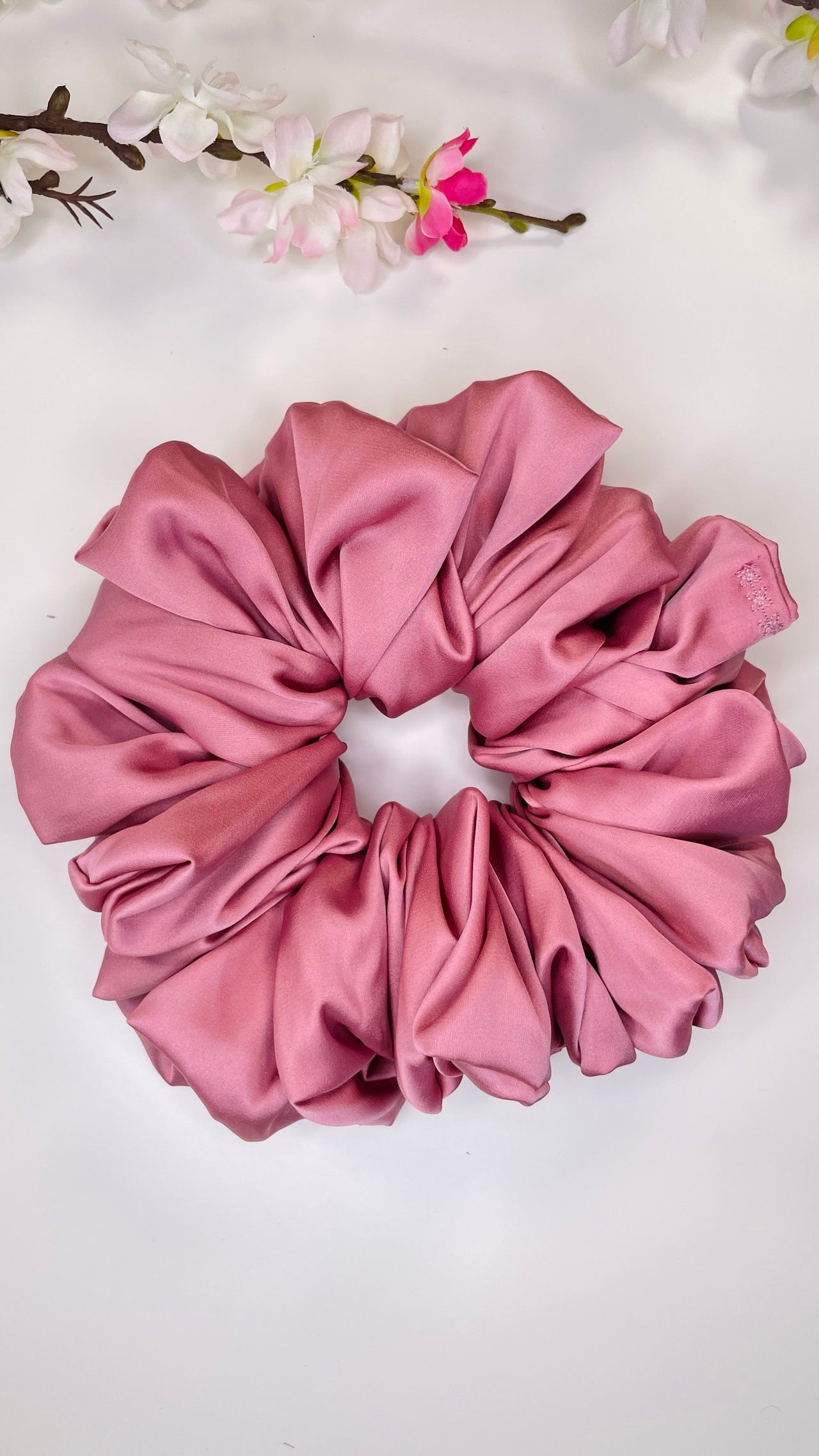 Chouchou cheveux grand taille  or rose 
