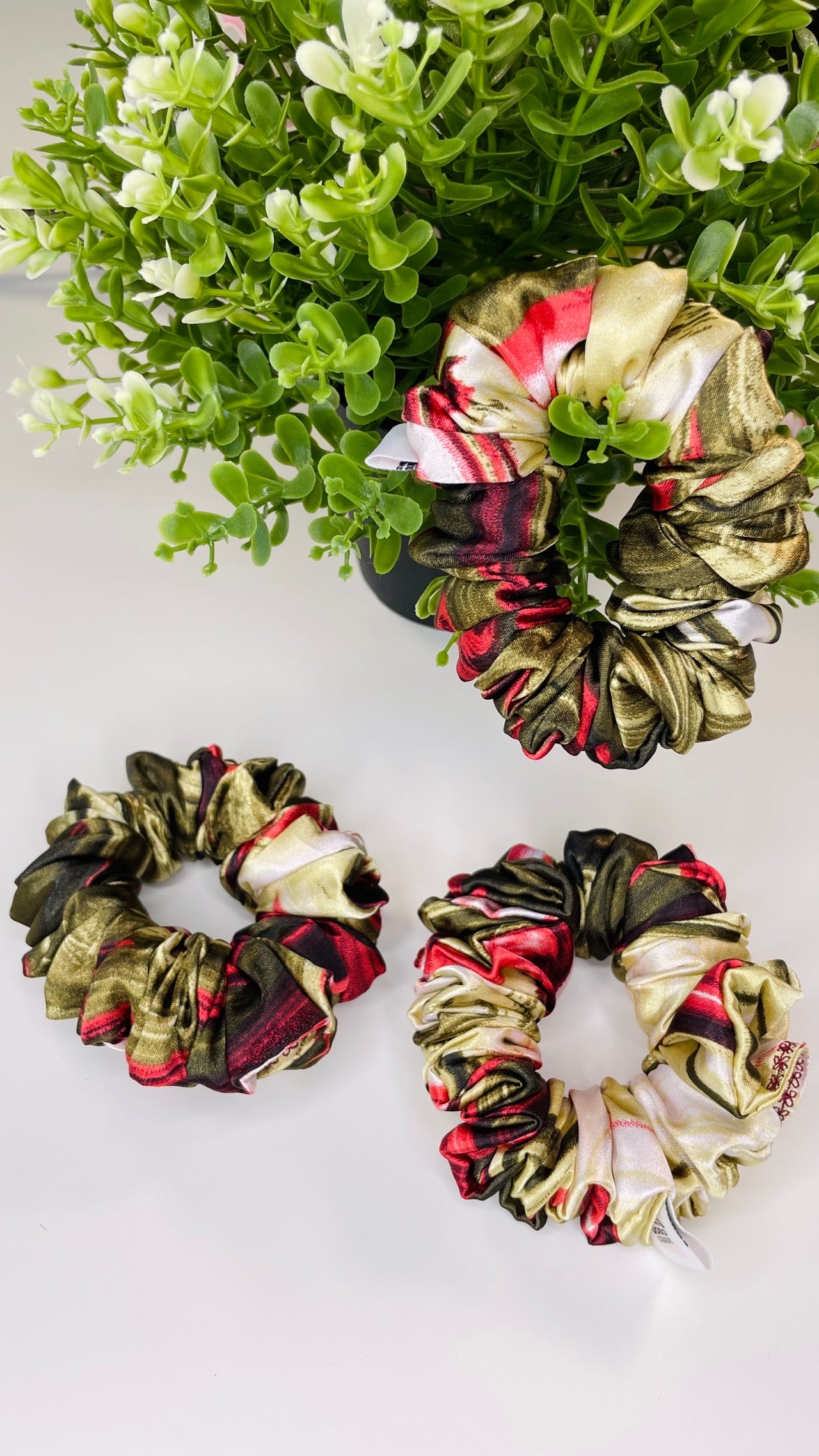 Chouchou cheveux taille mini rayure vert 