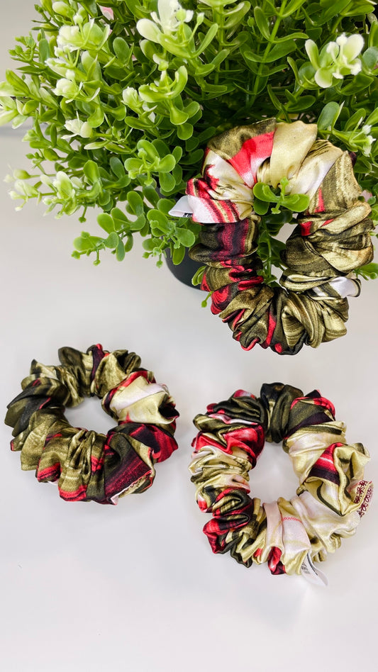 Chouchou cheveux taille mini rayure vert 