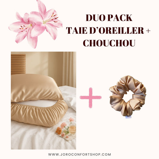 Pack beige douce nuit (Taie d’oreiller + Chouchou)