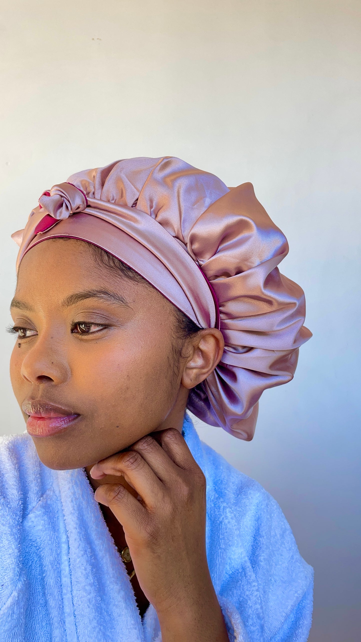 Bonnet Réversible Rose Cardinal / Rose Nude