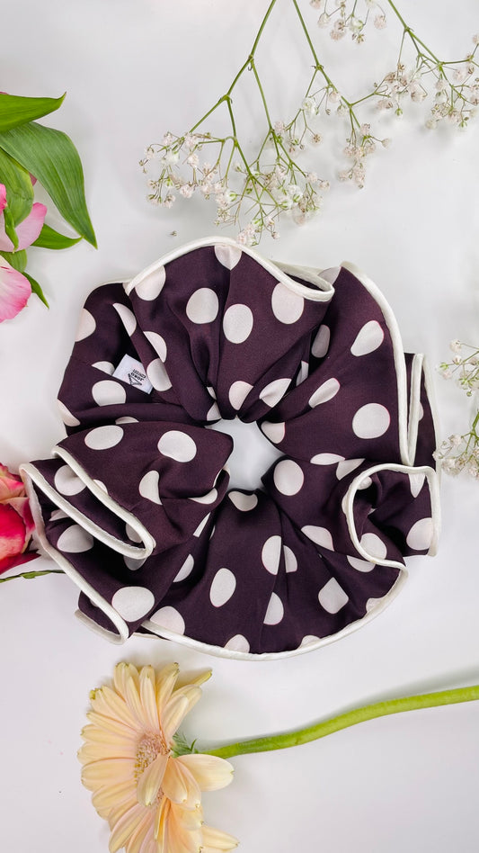 CHOUCHOU XXL CLASSIQUE – POIS BLANC PRUNE & PASSEPOIL
