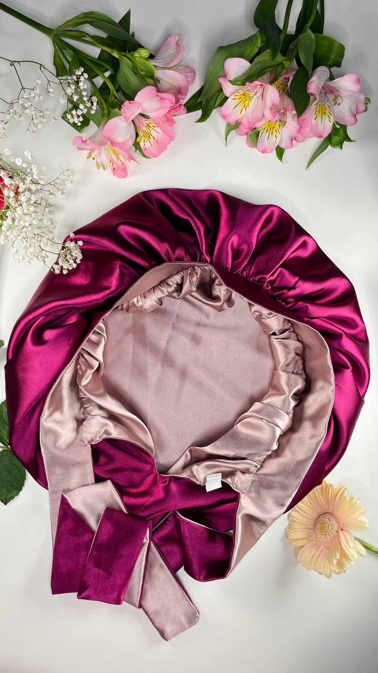 Bonnet Réversible Rose Cardinal / Rose Nude