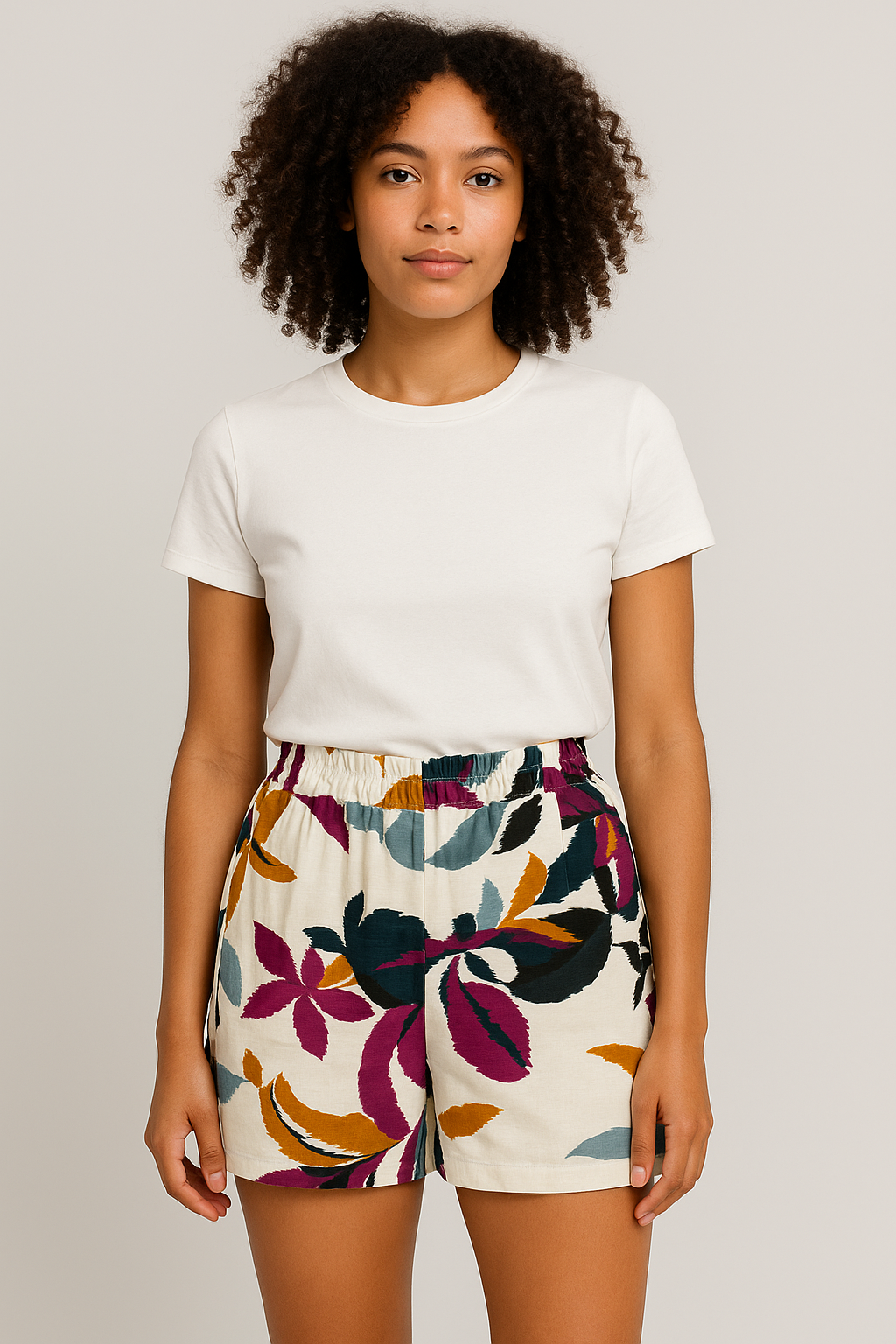 Short fleurie lin cotton 2