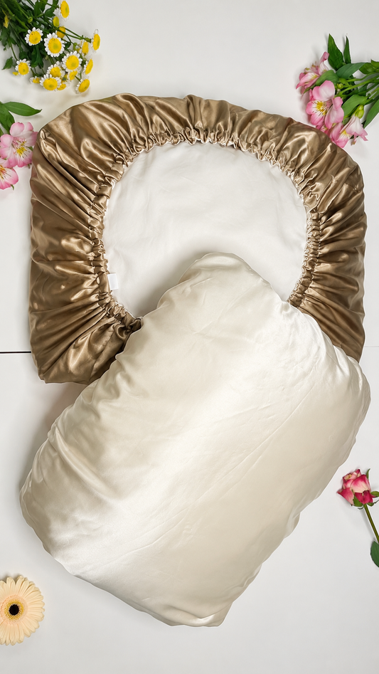 Taie d'Oreiller Réversible 2 en 1 – Écru / Beige Foncé