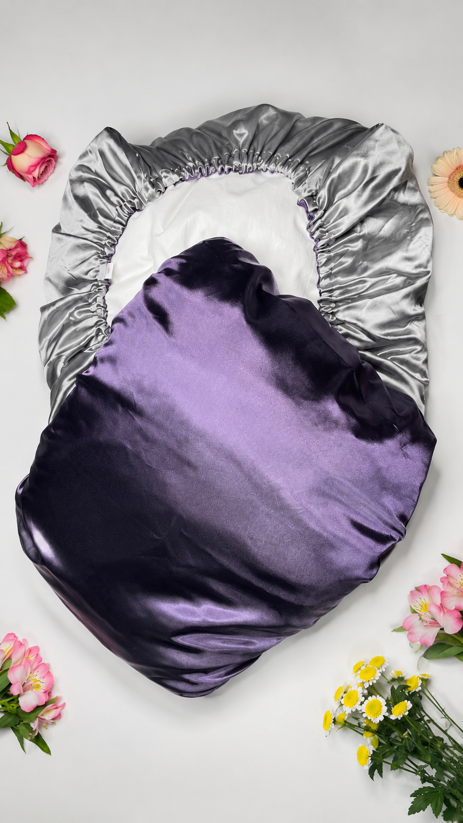 Taie d'Oreiller Réversible 2 en 1 – Gris / Mauve