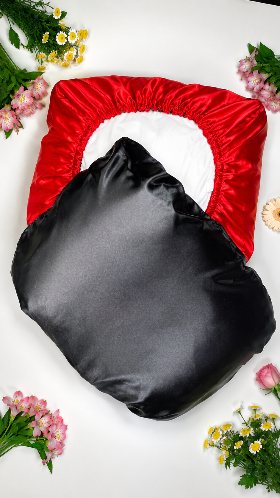 Taie d'Oreiller Réversible 2 en 1 – Noir / Rouge