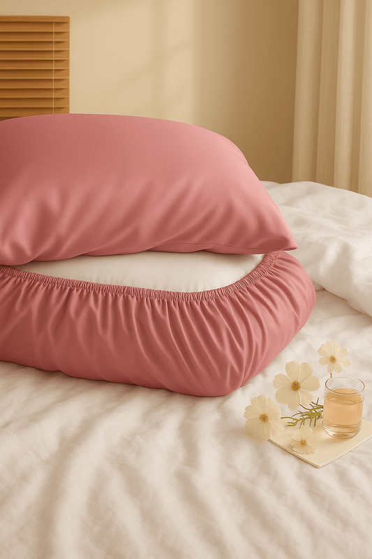 Taie d’oreiller en satin – housse or  rose 