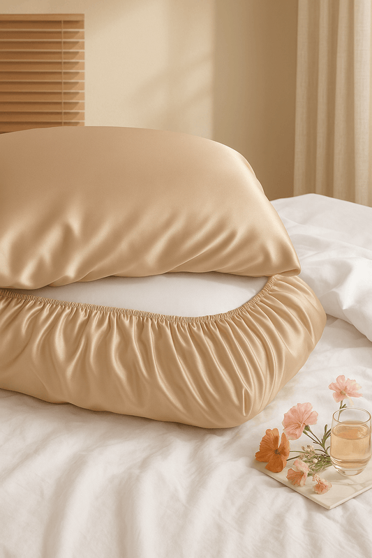 Taie d’oreiller en satin – housse beige 