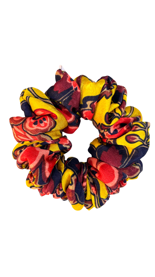 Chouchou Satin Fleuri Taille Moyenne – Édition Saint-Valentin